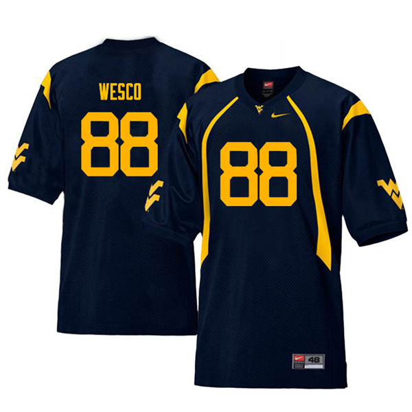 NCAA Men's Trevon Wesco West Virginia Mountaineers Navy #88 Nike Stitched Football College Throwback Authentic Jersey ZF23Z76WE